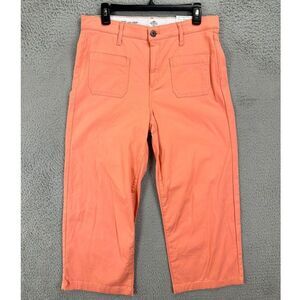 St. Johns Bay Cropped Khakis Pants Womens 10 Peach Wide Leg High Rise Ladies NEW